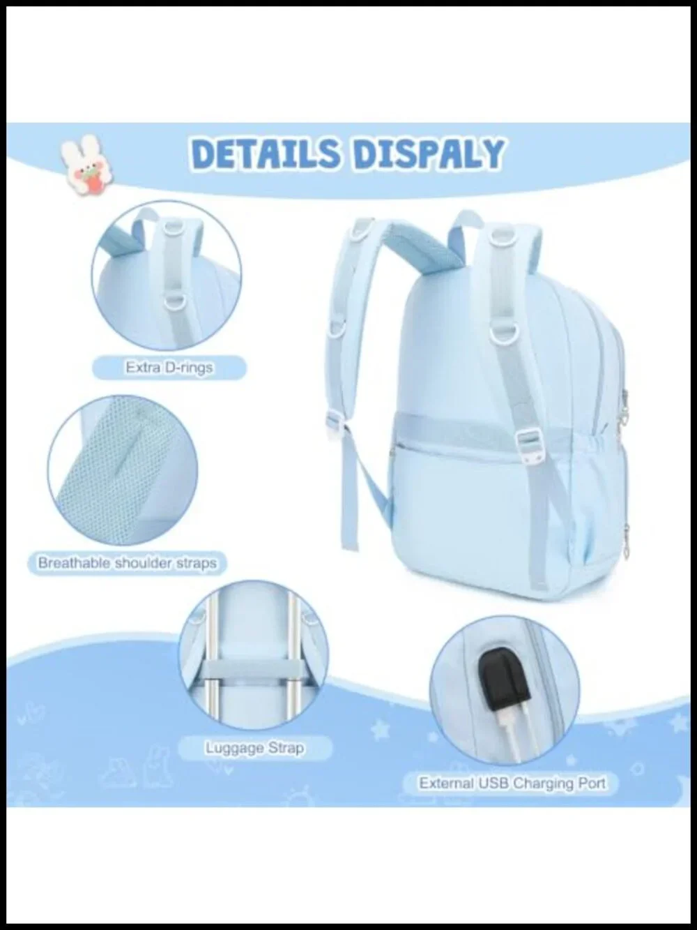 Girls Kawaii Ita Backpack Set with Lunch Bag Pencil Case - Clear Display Pockets